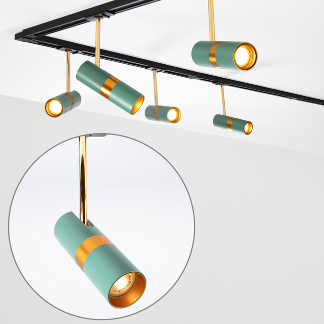 1-phase track lighting system 3 metres blue with gold - Remi