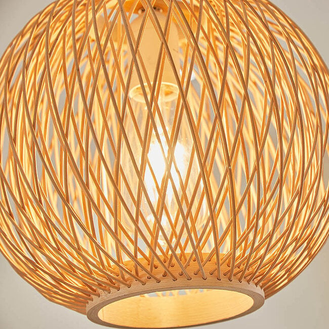 Boho wooden pendant light Madera - round