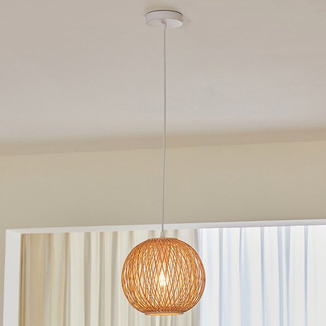 Boho wooden pendant light Madera - round