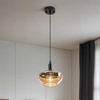 pendant light Mala - amber glass wide globe