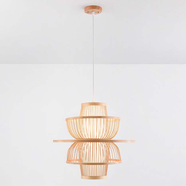 Rustic pendant lamp in layered bamboo - Kyoto