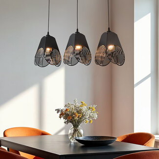 Design pendant lamp black with 3 lamps - Brussels