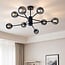 8-light ceiling light Idaho - black with smoked glass globes