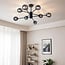 8-light ceiling light Idaho - black with smoked glass globes
