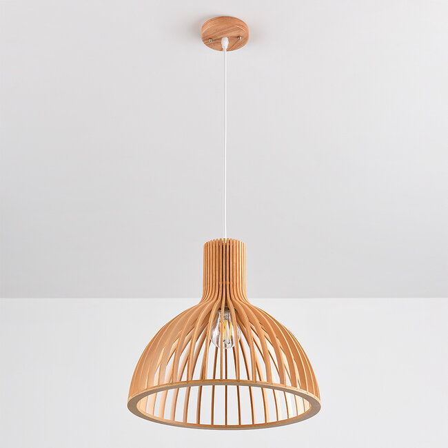 Wooden pendant light Bali - natural