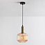 1-bulb pendant light - Sita - ribbed glass drum shape