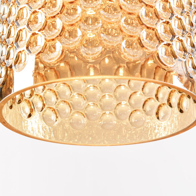 Modern 3-light pendant lamp with Amber glass - Lana