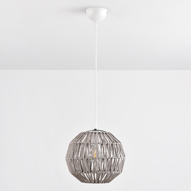 Boho chic pendant lamp Haora in light brown hemp rope