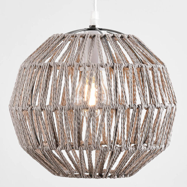 Boho chic pendant lamp Haora in light brown hemp rope