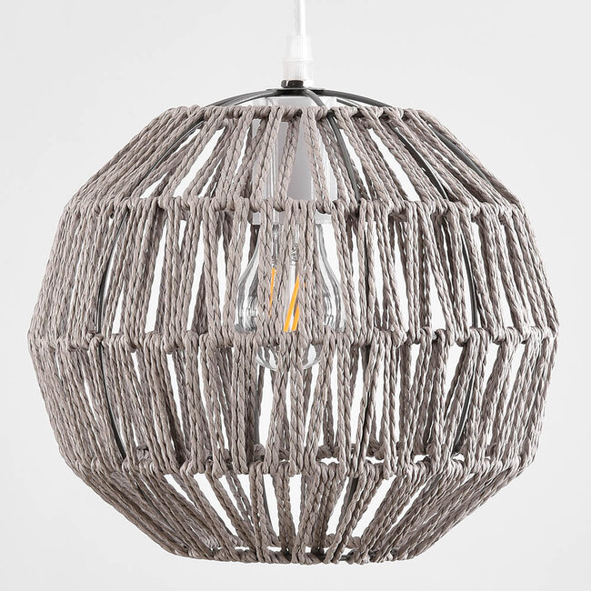 Boho chic pendant lamp Haora in light brown hemp rope