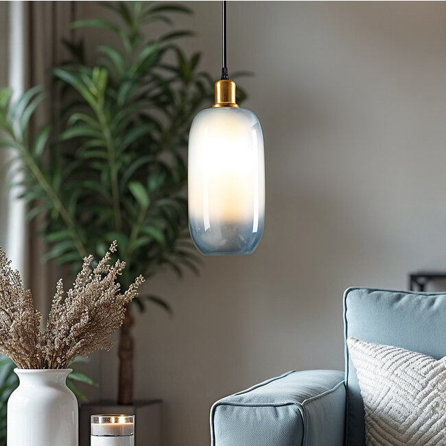 1-bulb pendant light - Anne - blue glass