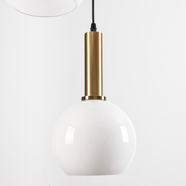 Aiden pendant lamp with opal white glass, 3-light