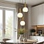 3-light pendant light Aiden with opal glass - opal and gold