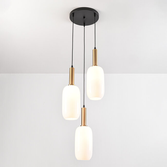 Dayley pendant lamp with opal white glass, 3-light