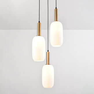 Pendant light with opal glass, 3-bulb - Dayley