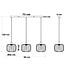 3-light pendant light Dilan - smoked glass with metal slats