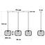 Pendant light Dilan black with smoked glass, 3-bulb