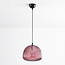 Pendant light with ribbed purple glass, 1-bulb - Molly