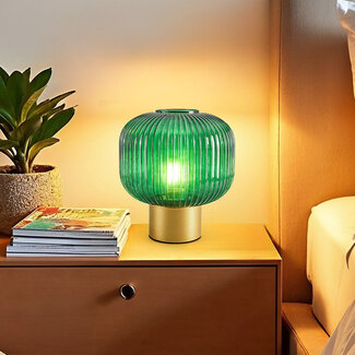 Retro table lamp with green glass - Inaya