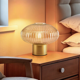 Retro table lamp with amber glass - Indah