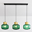 3-bulb pendant light with green glass - Inya
