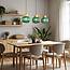 3-light pendant light Inya with green glass - green and gold