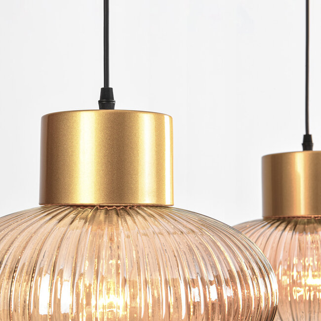 3-light pendant lamp with Amber glass - Imara