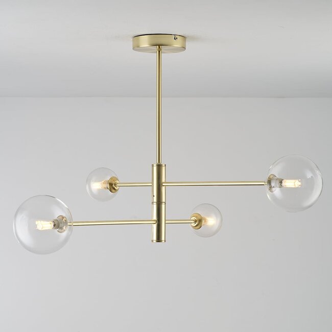 Designer ceiling light Stiri 4-light gold with transparent glass