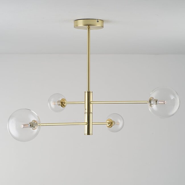 Stiri 4-light gold ceiling lamp with transparent glass