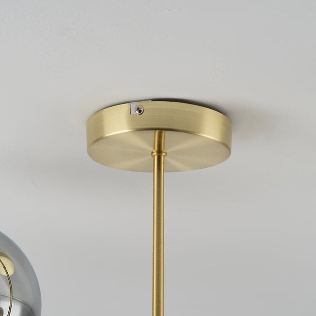 8-light ceiling light Osem - gold with smoked glass