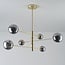 6-light ceiling light Sest - gold with smoked glass