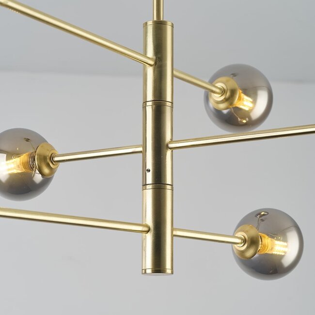 Sest ceiling lamp in Gold with smoked glass, 6-light