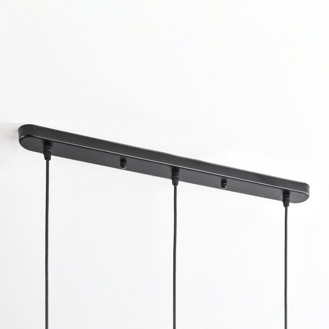 Industrial Hanging Lamp in Black Metal with 3 Lamps - Sofia