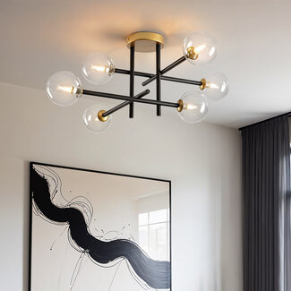 6-bulb ceiling light with transparent glass - Alec