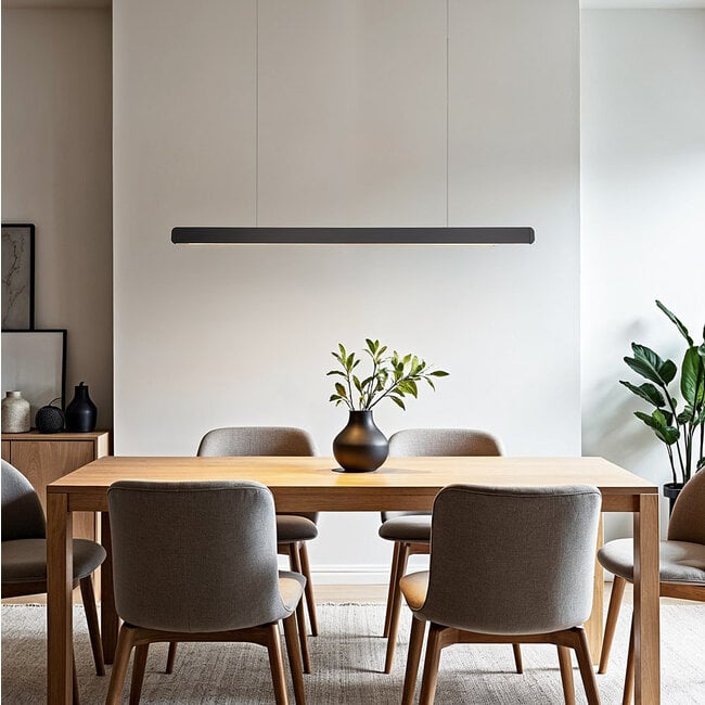 pendant light Devin - slim elongated with integrated LED, black