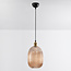 Pendant light with ribbed amber glass, 1-bulb - Riley