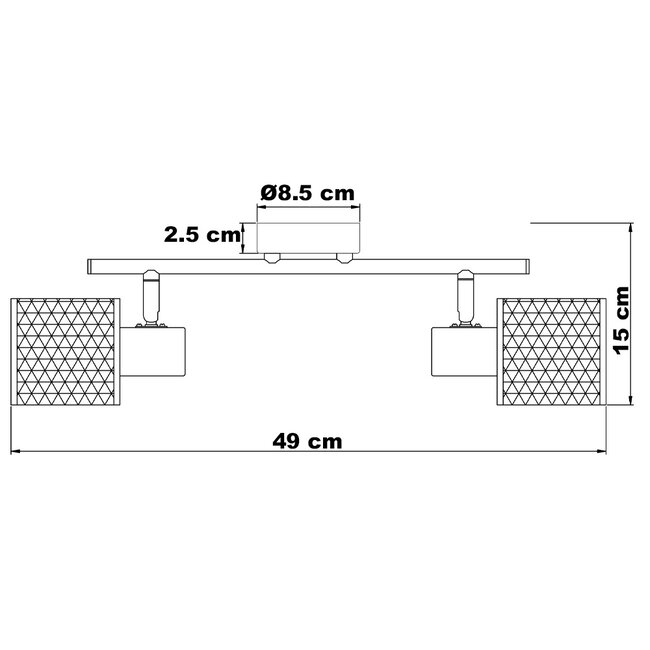 Woven rattan ceiling lamp, 2-light - Ferro