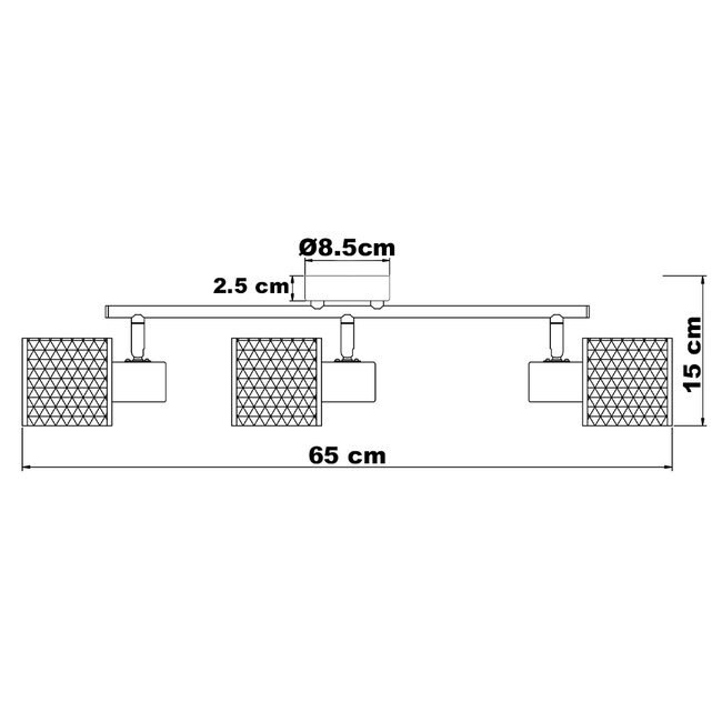 Bohemian rattan ceiling lamp, 3-light - Raua