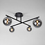 Modern ceiling light black with smoked glass, 4-bulb - Nymo