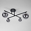 Modern ceiling light black with smoked glass, 4-bulb - Nymo
