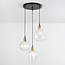 Designer pendant lamp in clear glass with bulge, 3-light - Verona