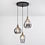 3-light pendant light Verona in smoked curved glass - black