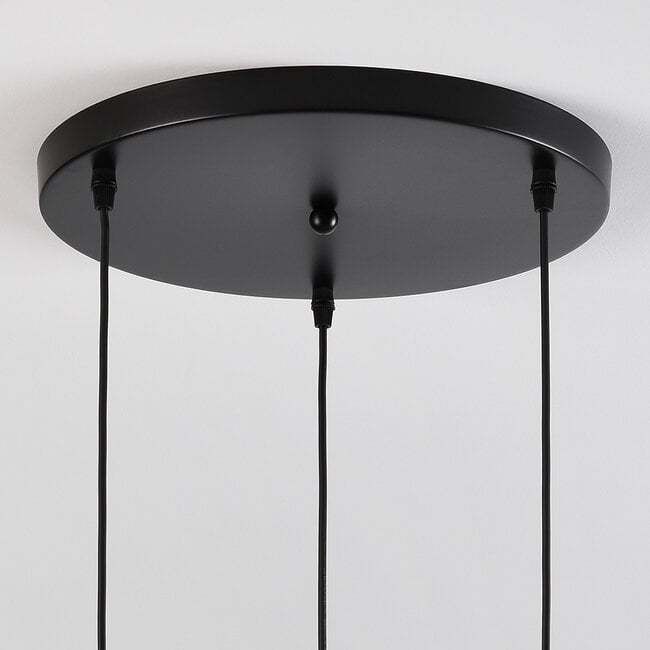 3-light pendant light Verona in smoked curved glass - black