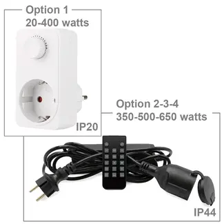 Plug in dimmer switch or dimmer sets up to 350W, 500W or 650W