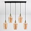 5-light pendant light Valerie - amber glass