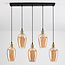 Valerie 5-light pendant lamp with Amber glass