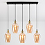 5-light pendant light Valerie - amber glass