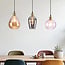 3-light pendant light Vanessa with curved glass - amber, light grey and light pink