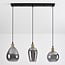 3-light pendant light Vanessa - curved smoked grey glass