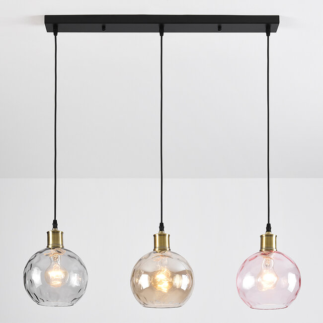 Pendant light Lotte with three colours of glass